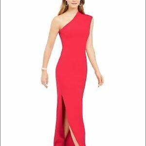 Red Fitted Slit One Shoulder Sleeveless Maxi Formal Dress | Vince Camuto